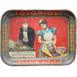 Gloriol coconut fat, advertising tray, Apollo-Werke, Vienna, around 1910