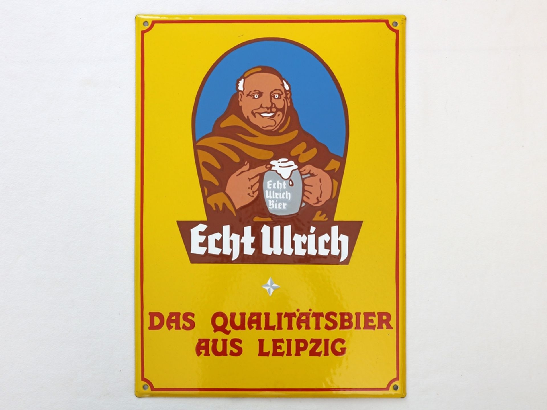 Emailschild Echt Ulrich, das Qualitätsbier, Leipzig, um 1960 - Bild 7 aus 7