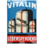 Emailschild Vitalin lebensspendend - im Traumzustand! Salzburg, um 1930