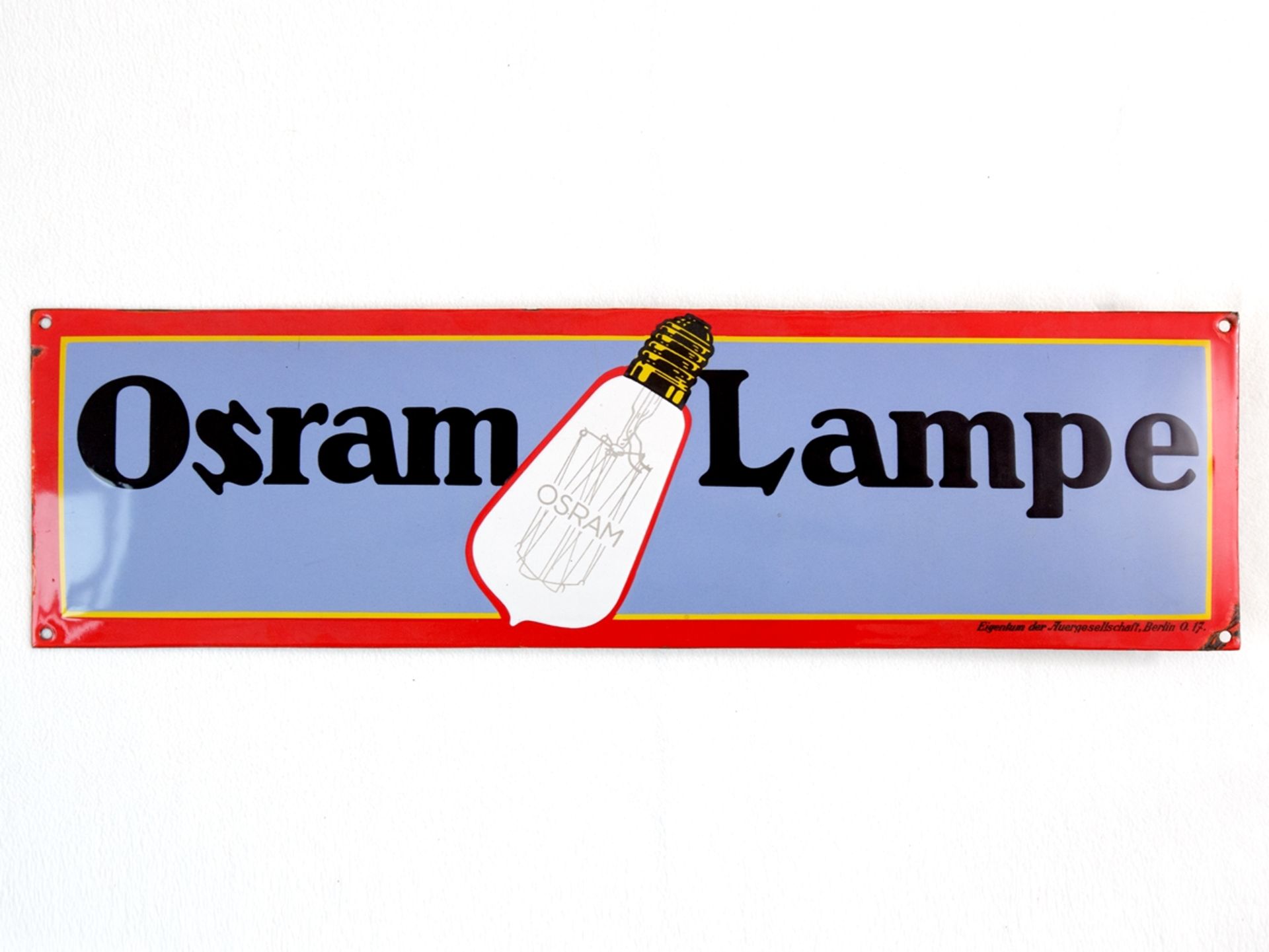 Emailschild Osram Lampe im Traumzustand! Berlin, um 1910 - Bild 7 aus 7