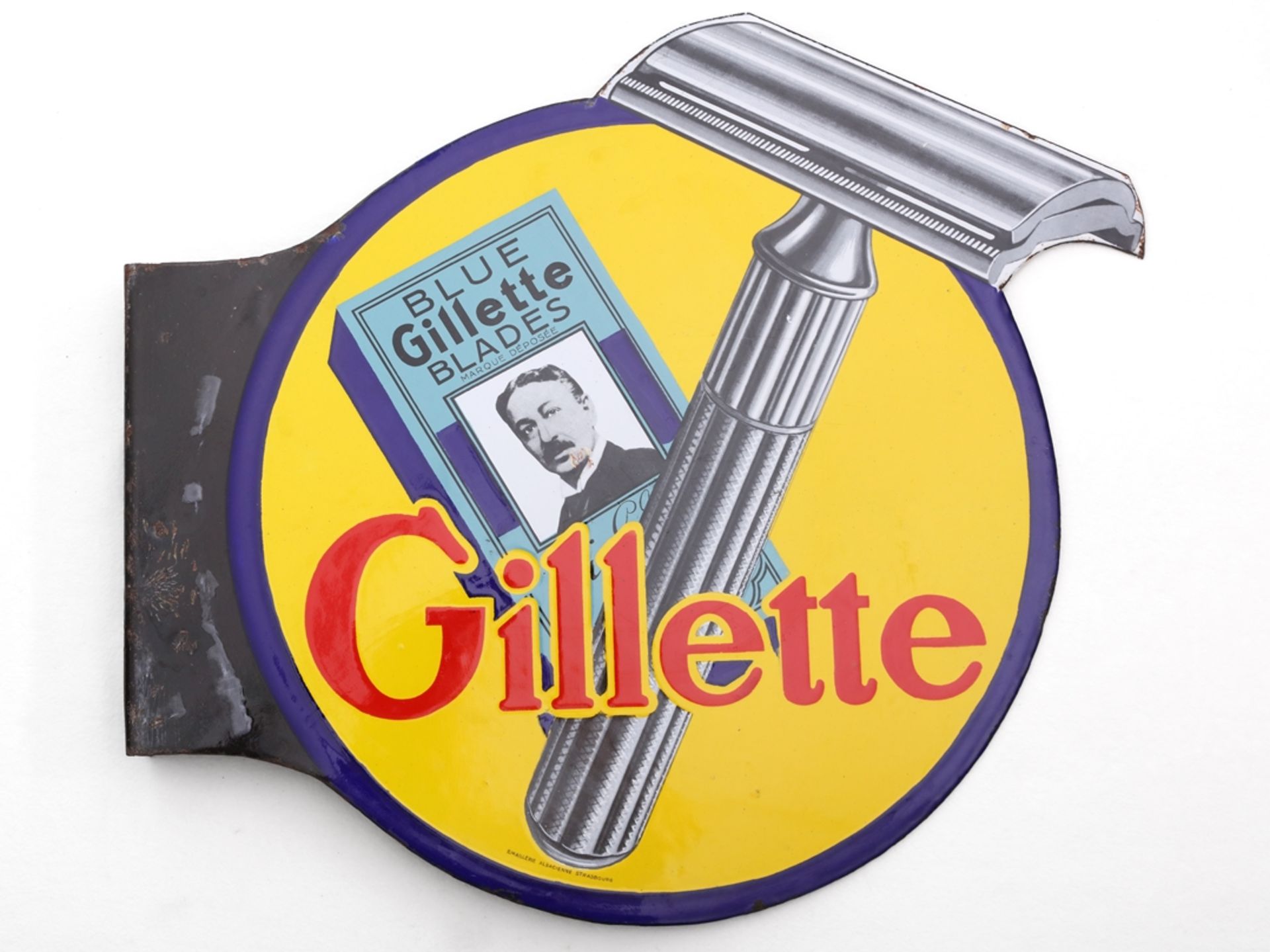 Gillette Blue Blades enamel sign, France, around 1930 - Image 6 of 6