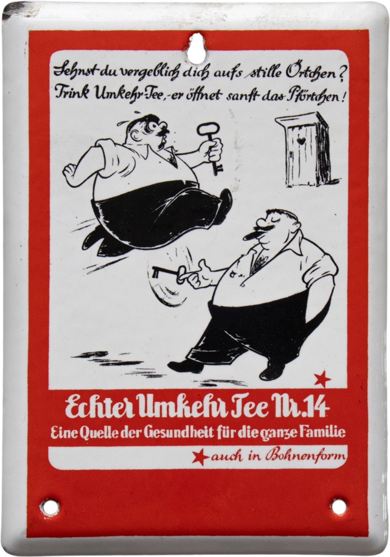 Emailschild Echter Umkehr-Tee Nr. 14, Türschild, um 1950