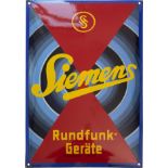 Emailschild Siemens Rundfunkgeräte, Art Déco, Traumzustand, um 1920