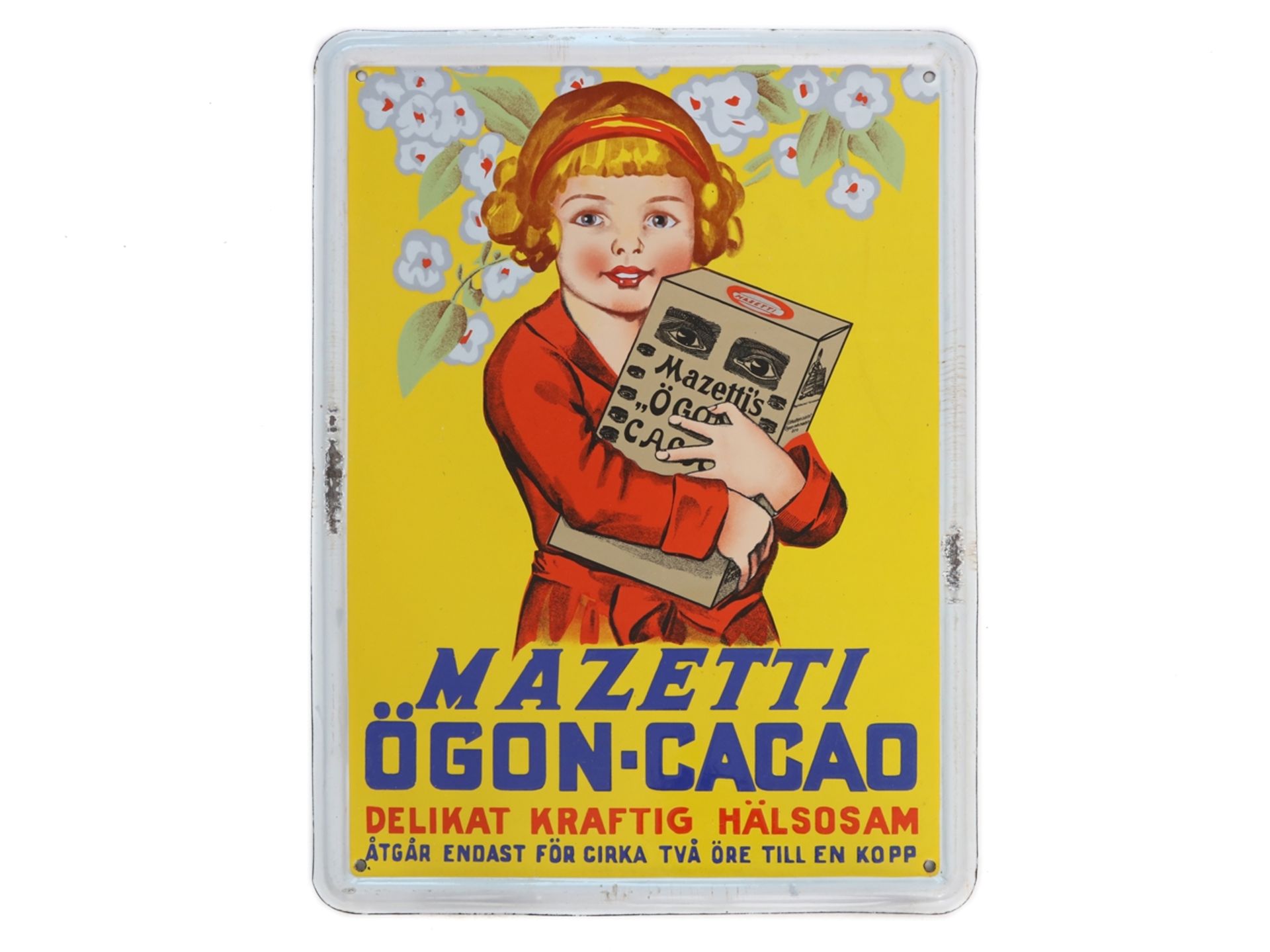 Enamel sign Mazetti Ögon-Cacao, Sweden, around 1920 - Image 7 of 7