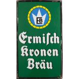 Emailschild Ermisch Kronenbräu, Leipzig um 1930 