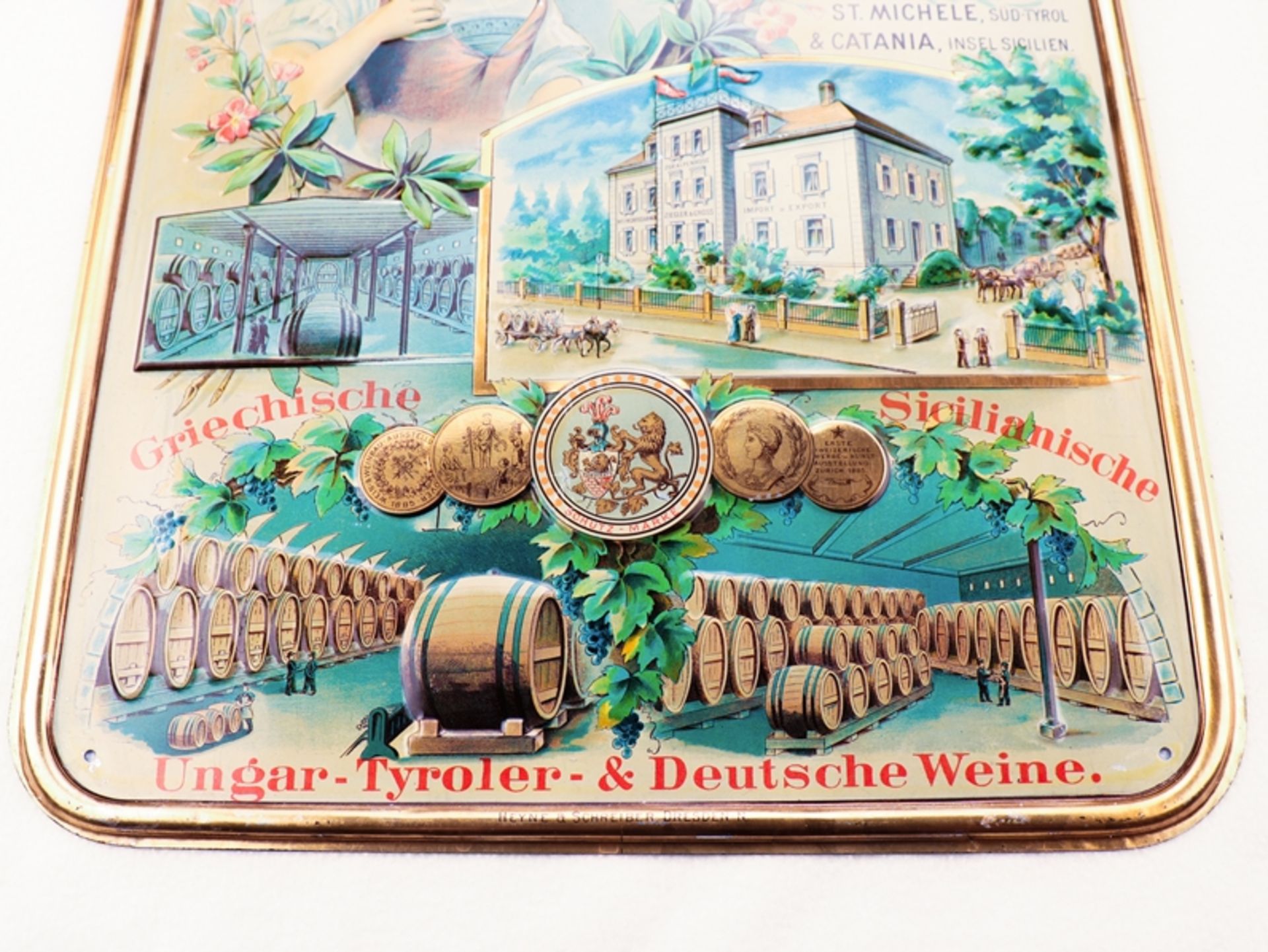 Tin sign Ziegler and Gross wine wholesaler, Constance and Kreuzlingen (Switzerland), around 1900 - Image 3 of 5