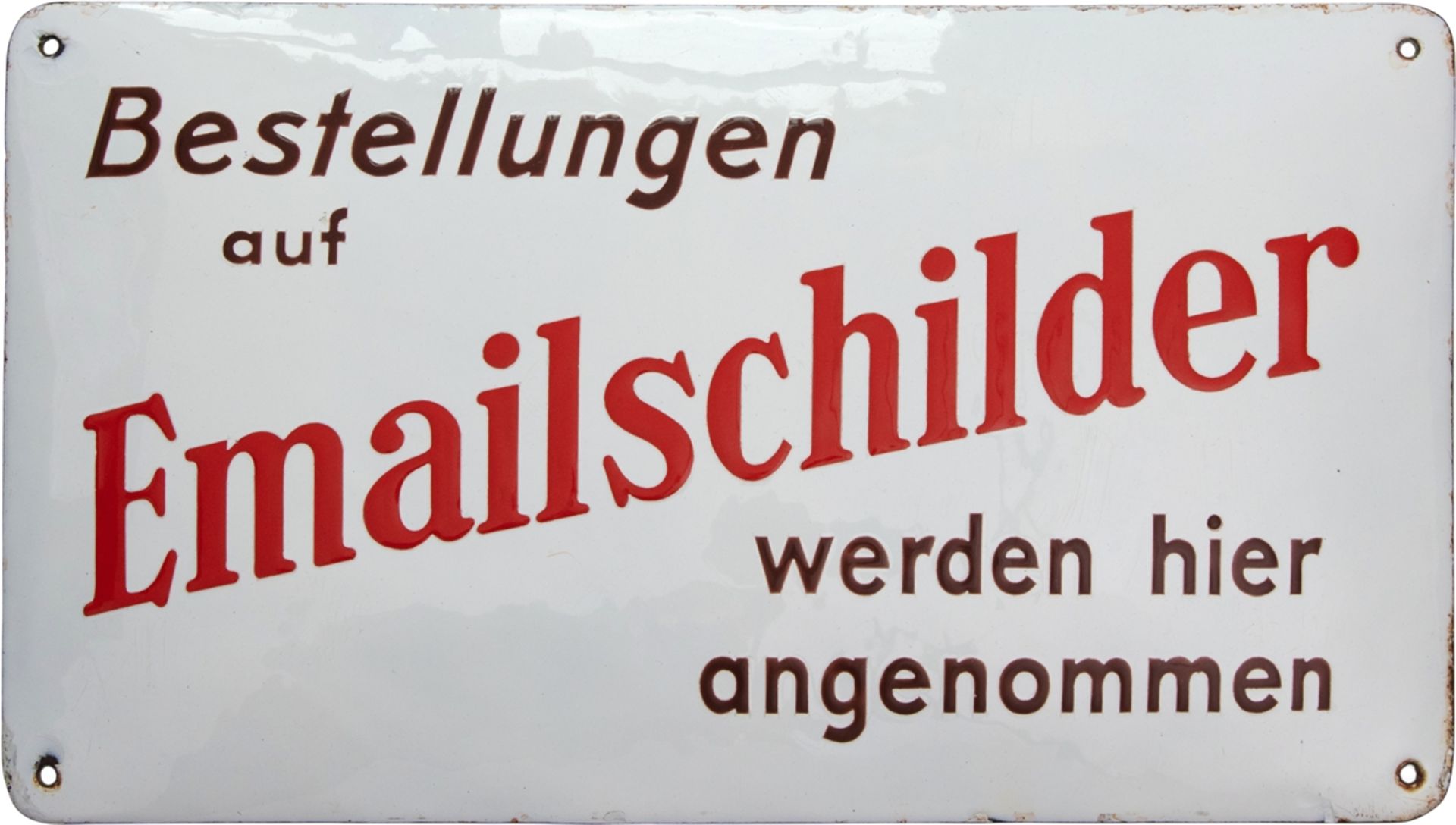 Enamel sign "Orders on enamel signs", around 1910