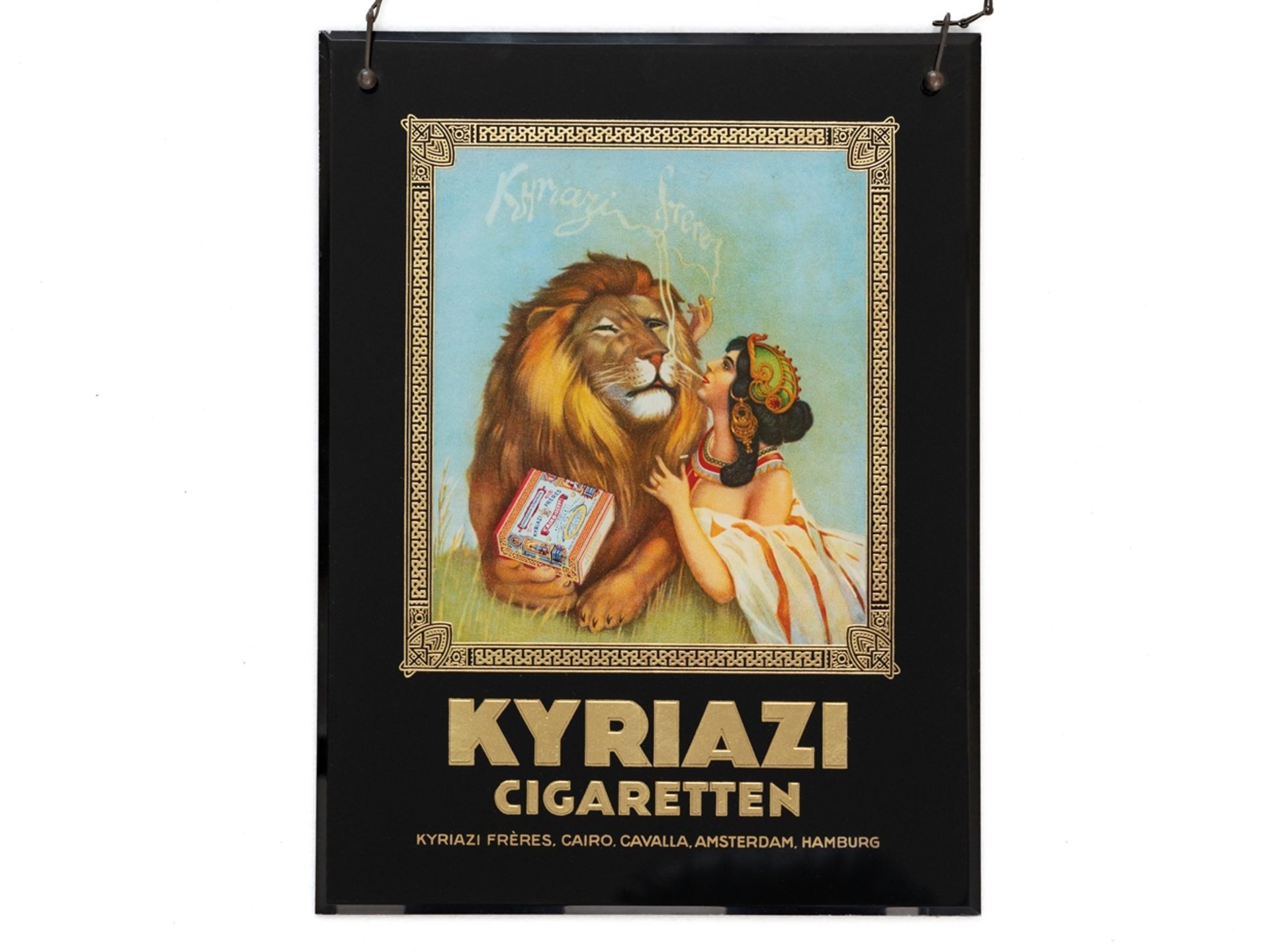 Glasschild Kyriazi Cigaretten, Hamburg, Amsterdam, um 1920 - Bild 7 aus 7