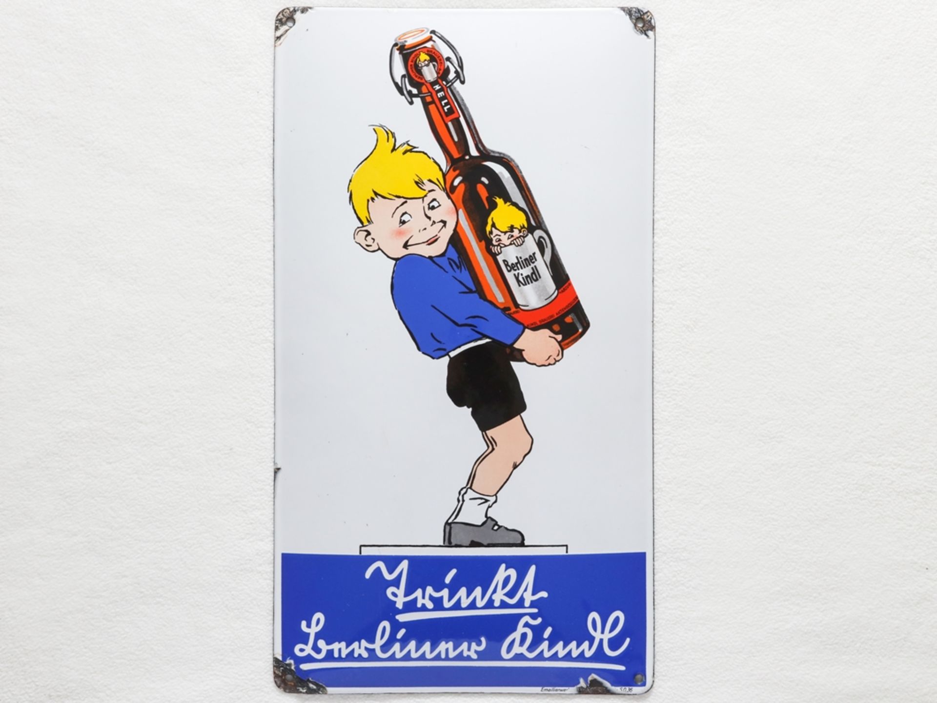 Enamel sign Trinkt Berliner Kindl, around 1920 - Image 7 of 7