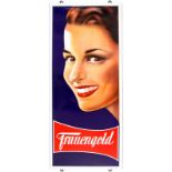 Emailschild Frauengold im Traumzustand! Karlsruhe, um 1950