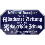 Enamel sign Münchner Zeitung, around 1900