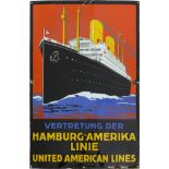 Enamel sign Hamburg-America line, in dream shine! Around 1920