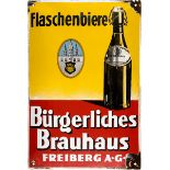 Emailschild Bürgerliches Brauhaus Freiberg/Sachsen, um 1930