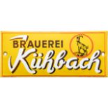 Emailschild Kühbach Türschild, Traumzustand, um 1930