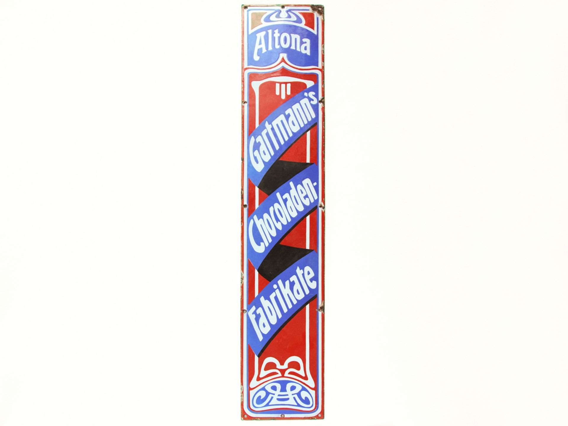 Enamel sign Gartmann`s Chokoladen, Art Nouveau, Hamburg Altona, around 1900 - Image 7 of 7