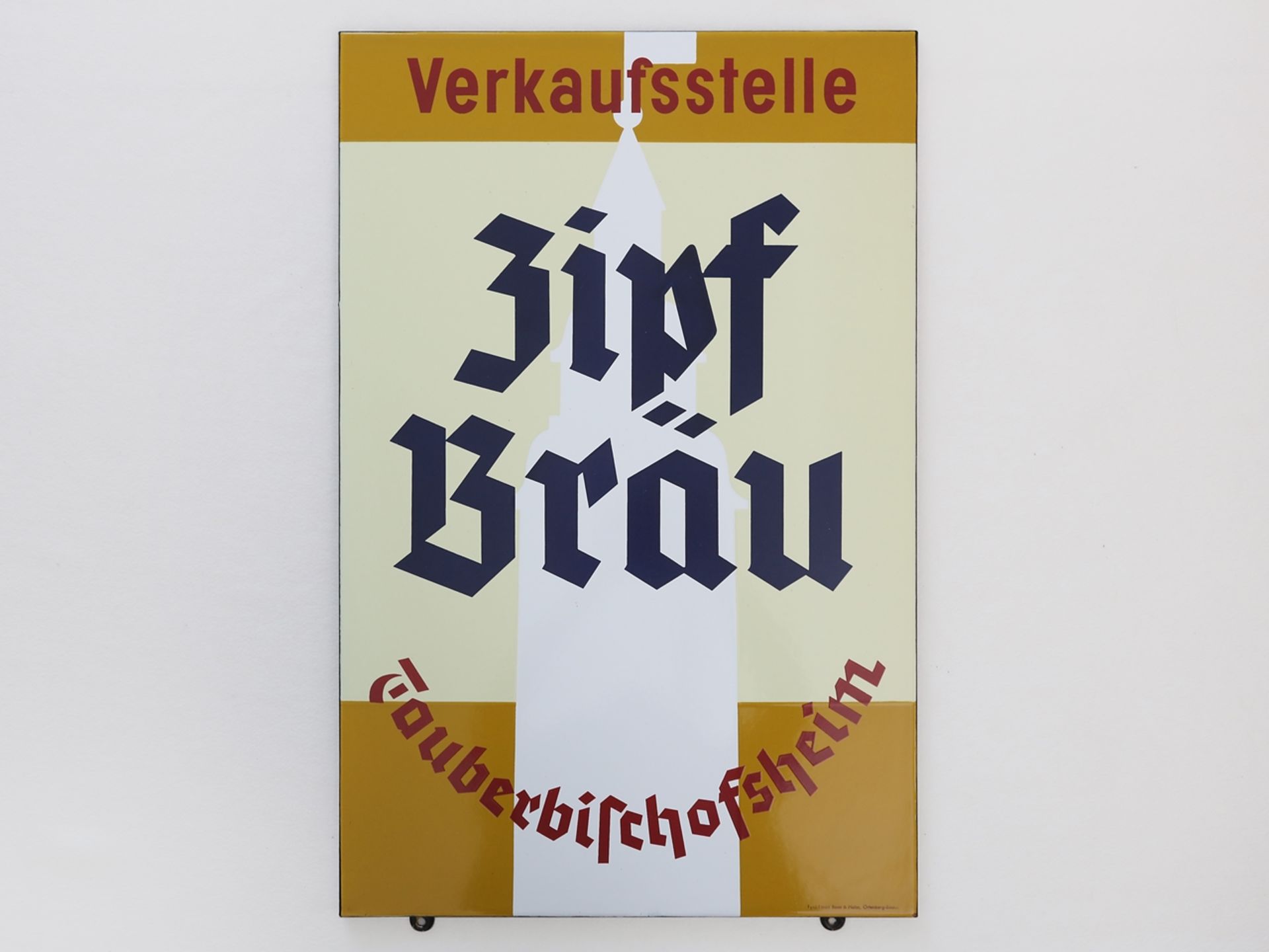 Emailschild Zipf Bräu Tauberbischofsheim, um 1950 - Bild 7 aus 7