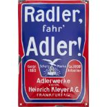 Enamel sign Radler, fahr Adler, Frankfurt am Main, around 1910