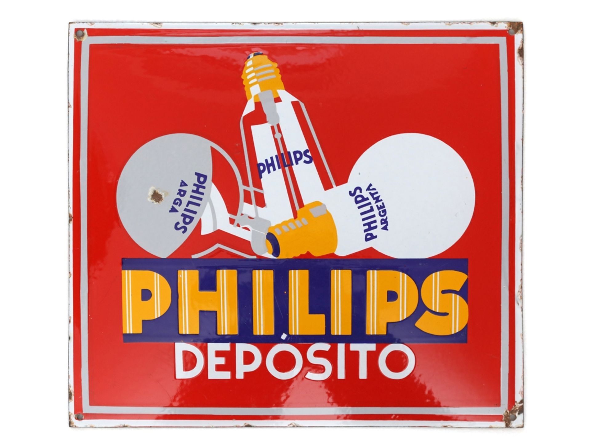 Enamel sign Philips Deposito, Spain, around 1930 - Image 7 of 7