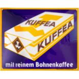 Kuffea Kaffee enamel sign - in dream condition! Around 1920