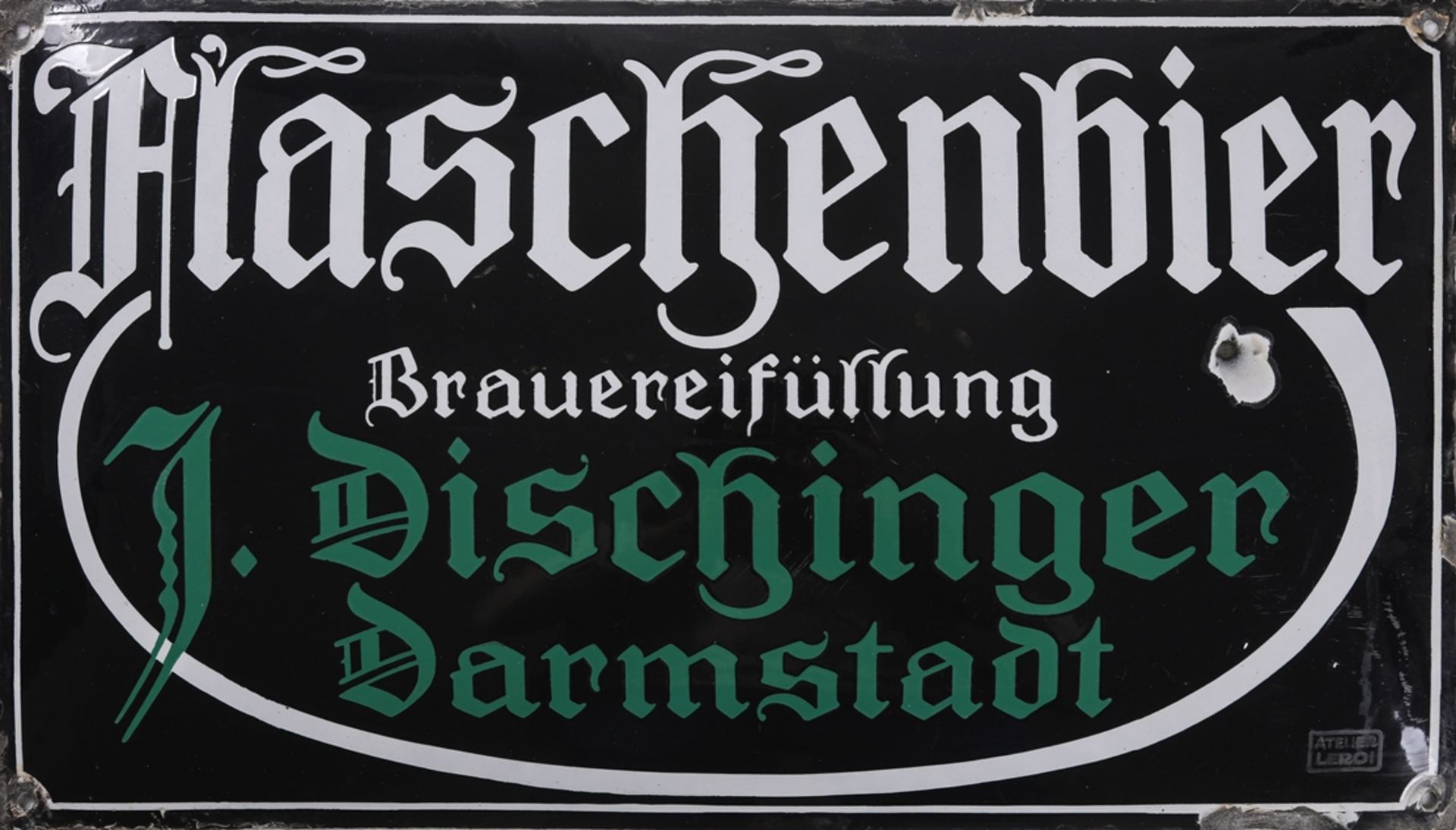 Enamel sign Dischinger Flaschenbier Darmstadt, around 1910 