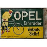 Tin sign Opel bicycles, fine brand! Rüsselsheim, around 1910