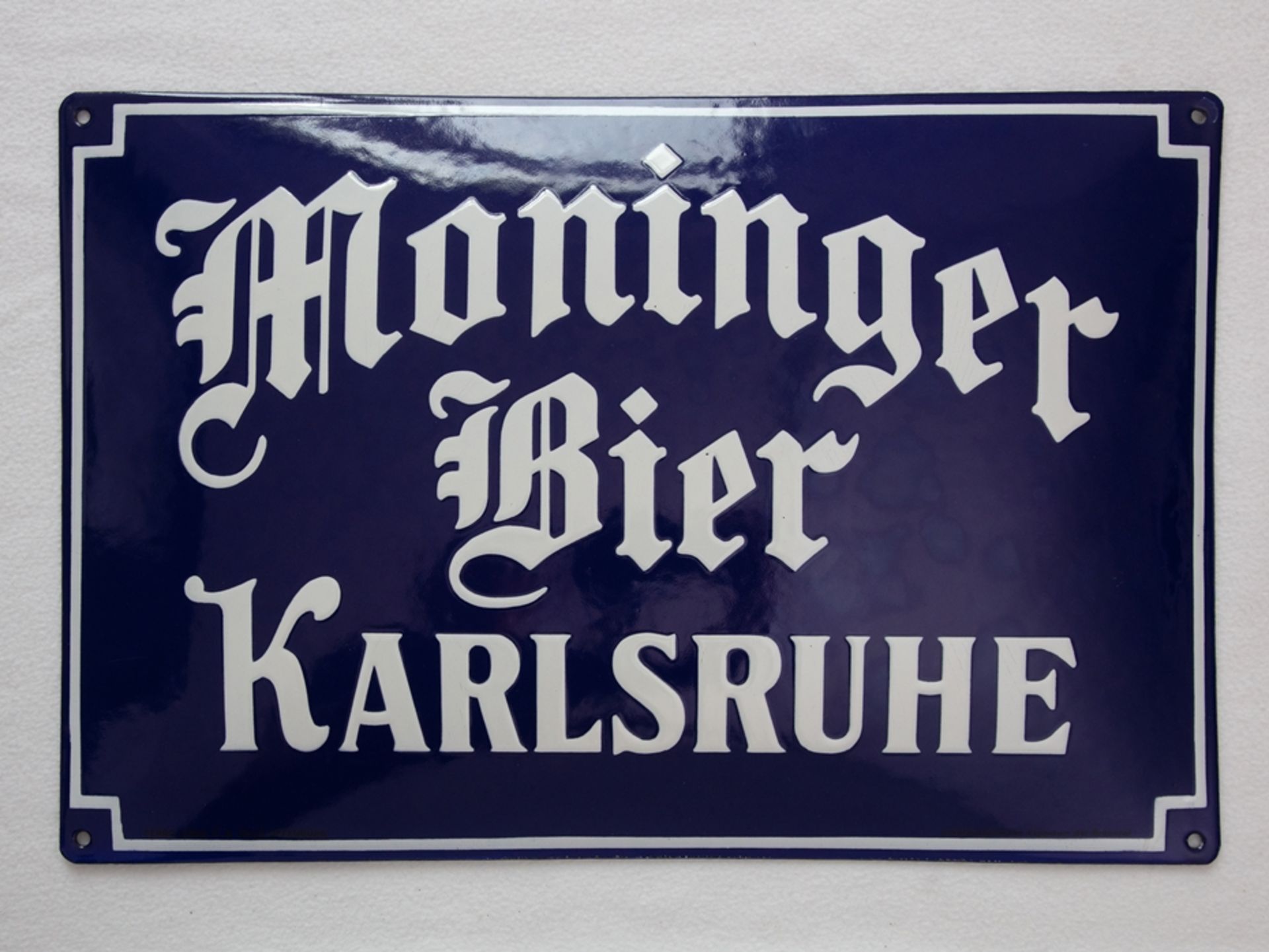 Enamel sign Moninger beer in dream condition! Karlsruhe, around 1920 - Image 7 of 7