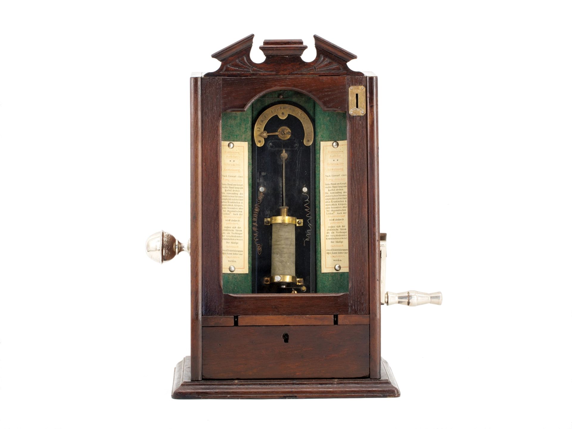 Elektrisierautomat mit Münzeinwurf, um 1905