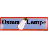 Emailschild Osram Lampe im Traumzustand! Berlin, um 1910