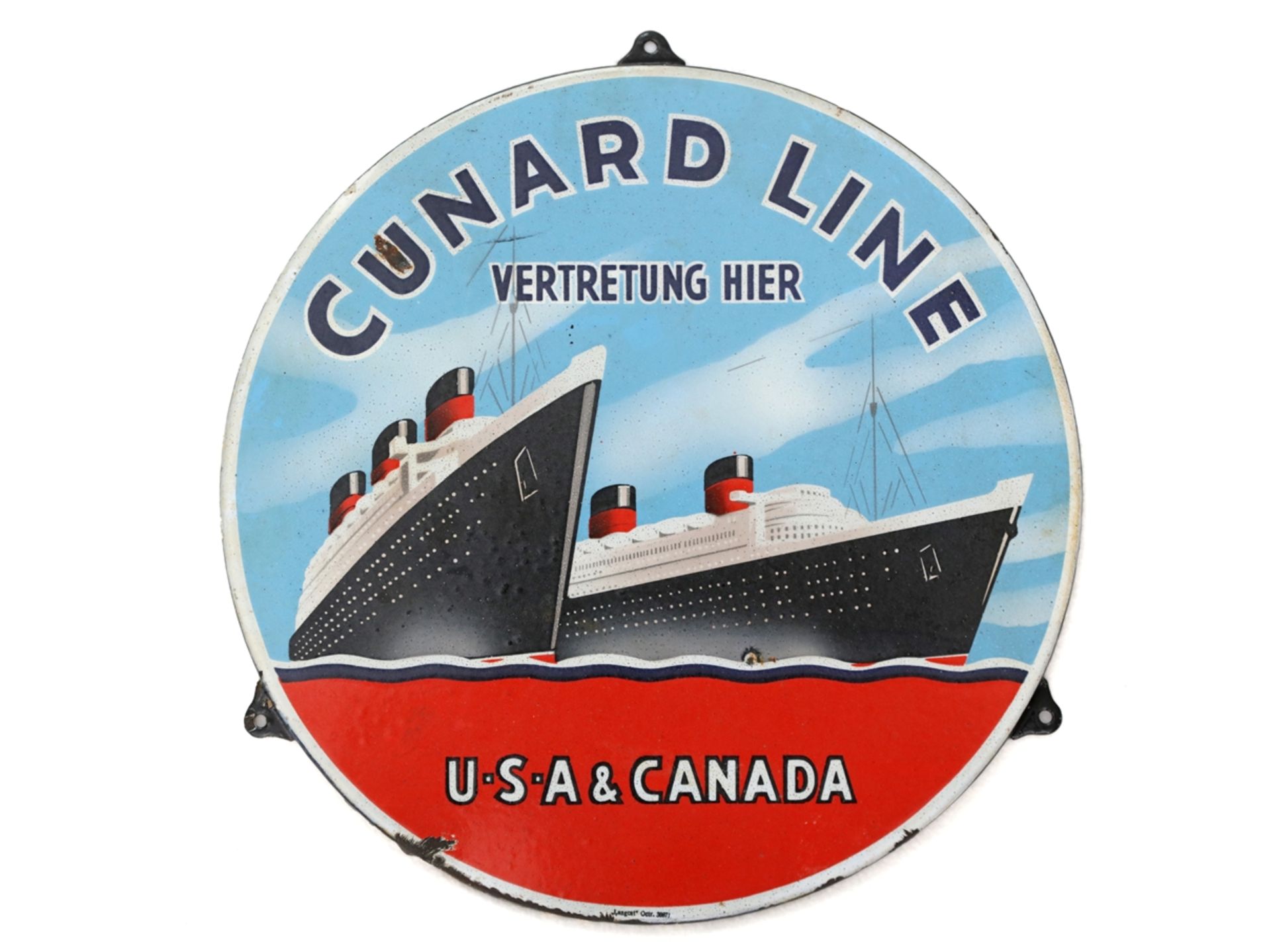 Emailschild Cunard Line, Niederlande, um 1930 - Bild 6 aus 6