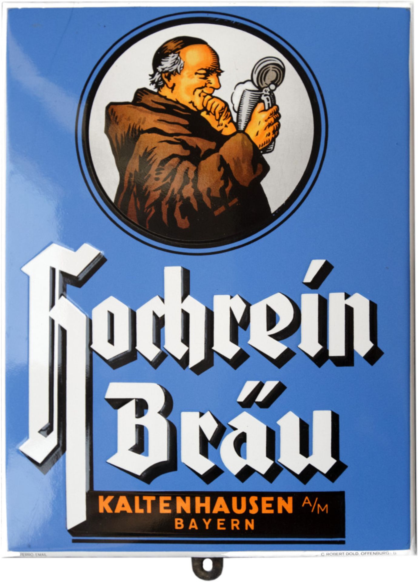 Emailschild Hochrein Bräu, Kaltenhausen, um 1950