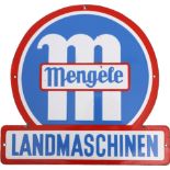 Emailschild Mengele Landmaschinen, Günzburg um 1950