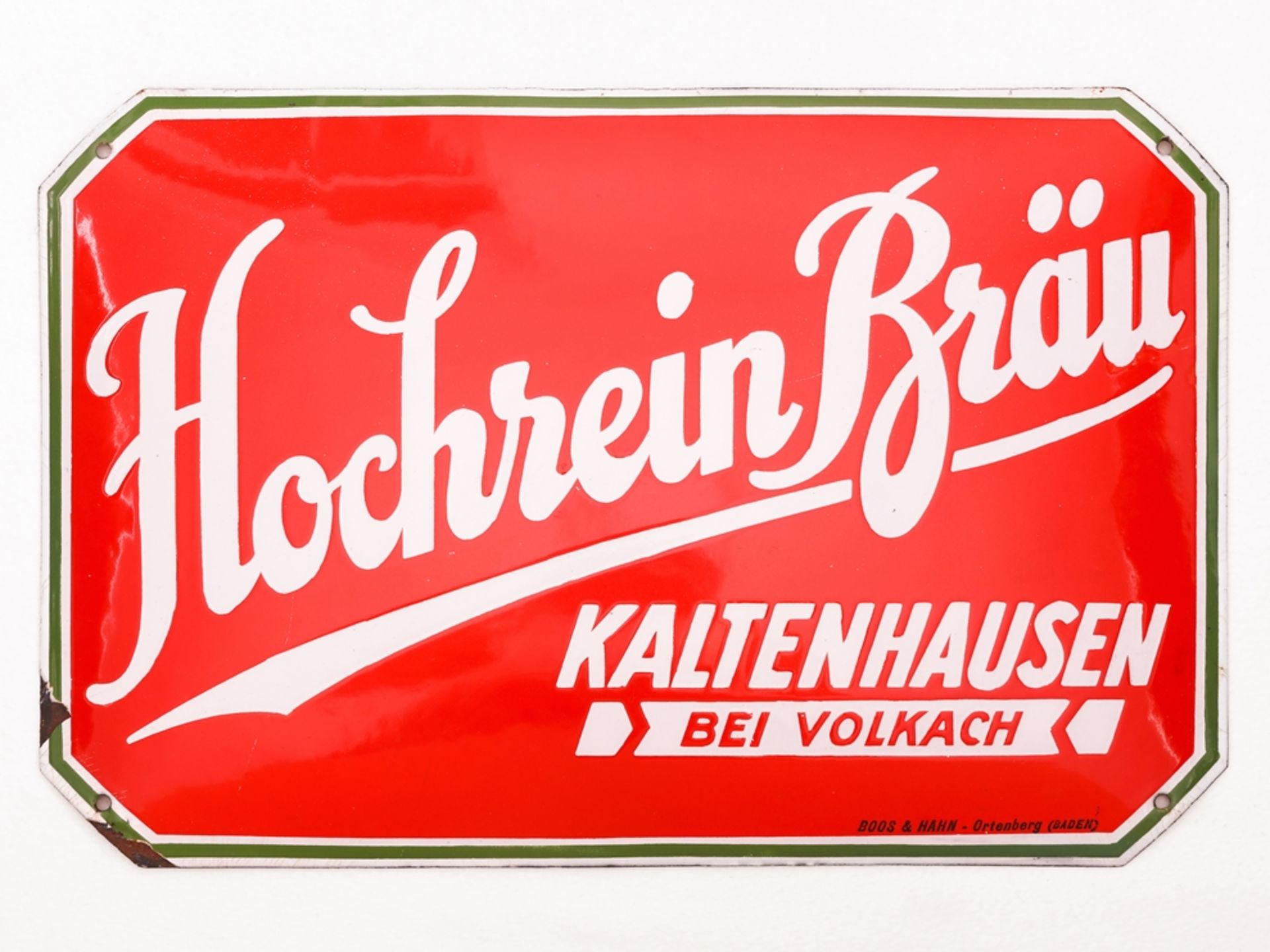 Emailschild Hochrein Bräu, Brauerei Kaltenhausen, bei Volkach, um 1930 - Bild 7 aus 7