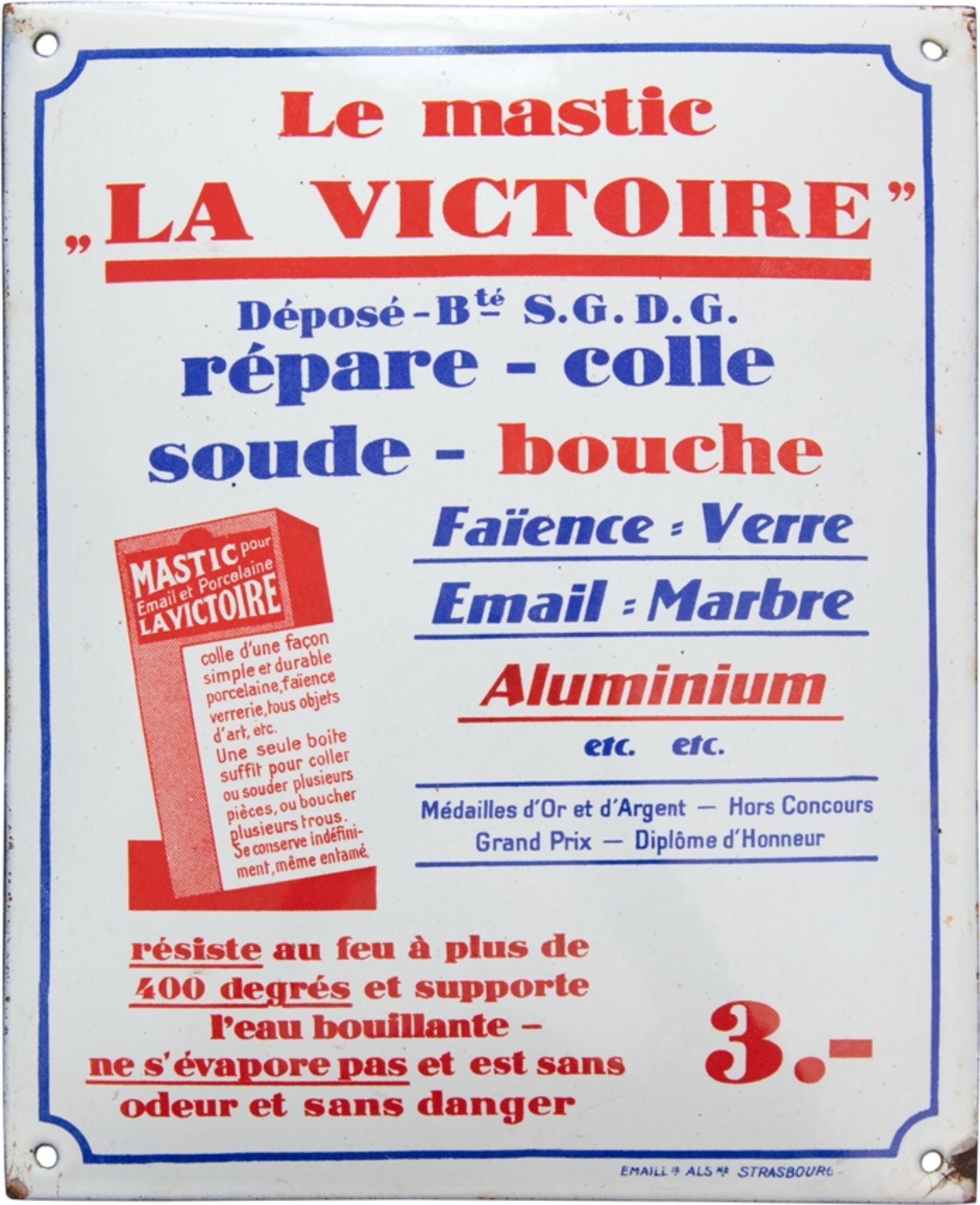 Emailschild Le mastic "La Victoire", Frankreich, um 1930