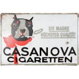 Emailschild Casanova Cigaretten Dresden Ludwig Hohlwein, um 1920