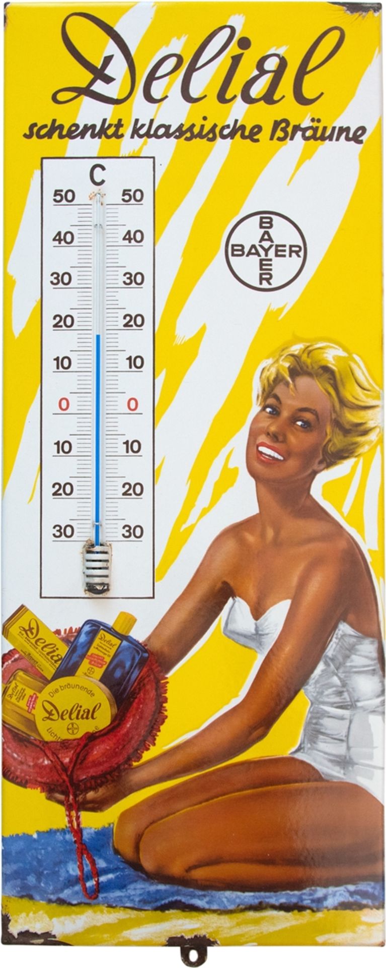 Enamel sign Thermometer Delial, Leverkusen, around 1950