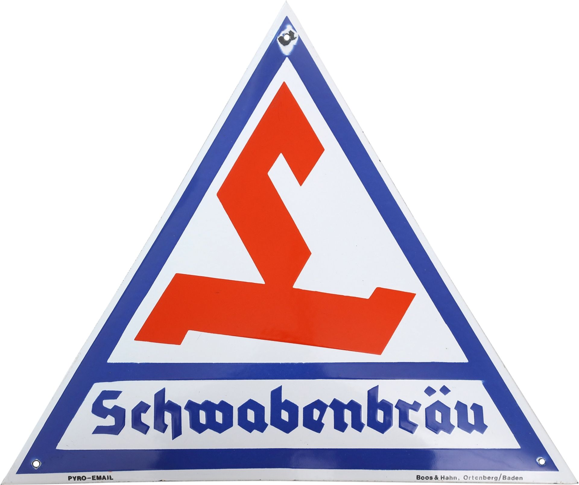 Emailschild Schwabenbräu, Stuttgart, Vaihingen, um 1950