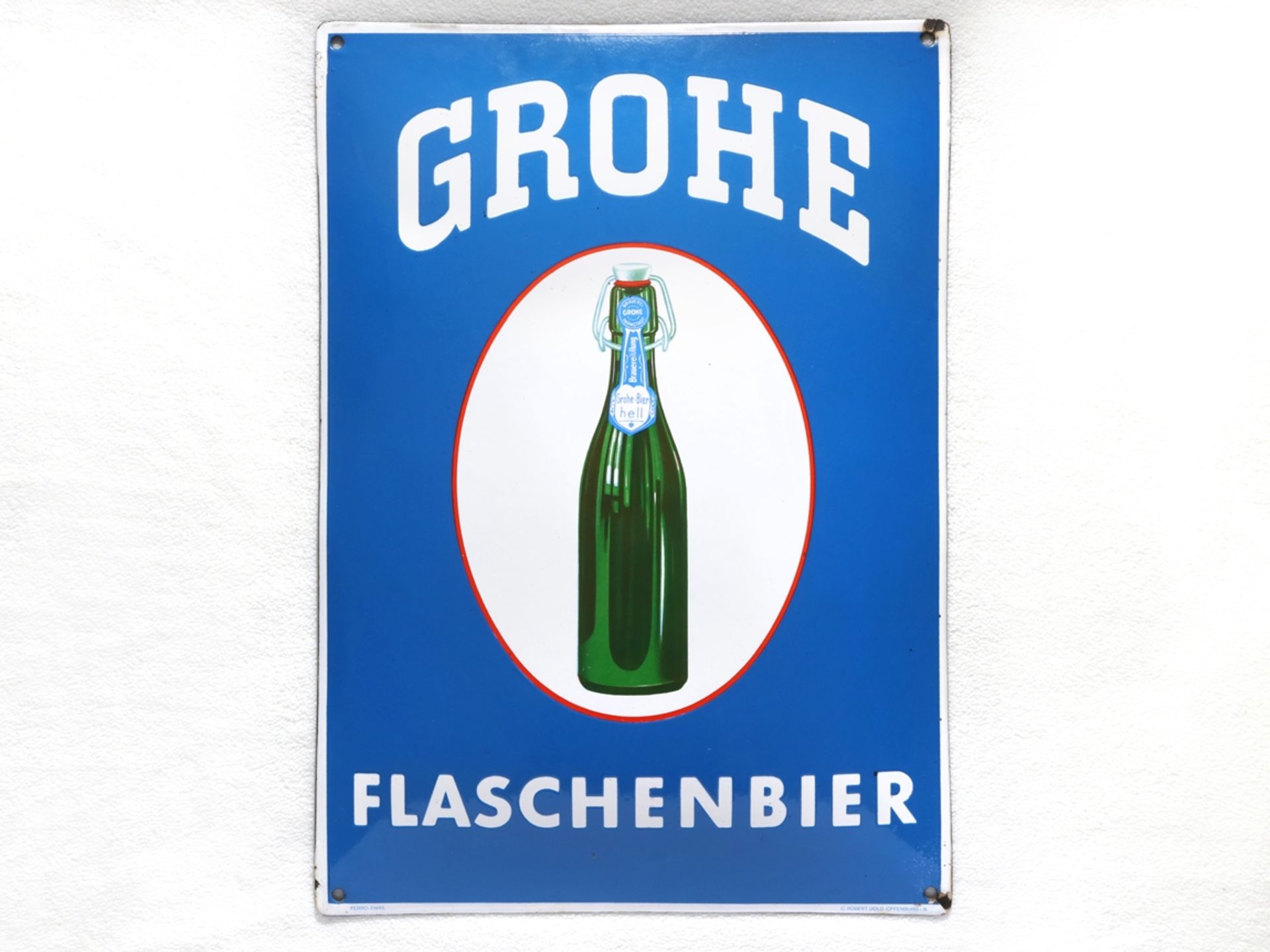 Enamel sign Grohe Flaschenbier Darmstadt, around 1920  - Image 7 of 7