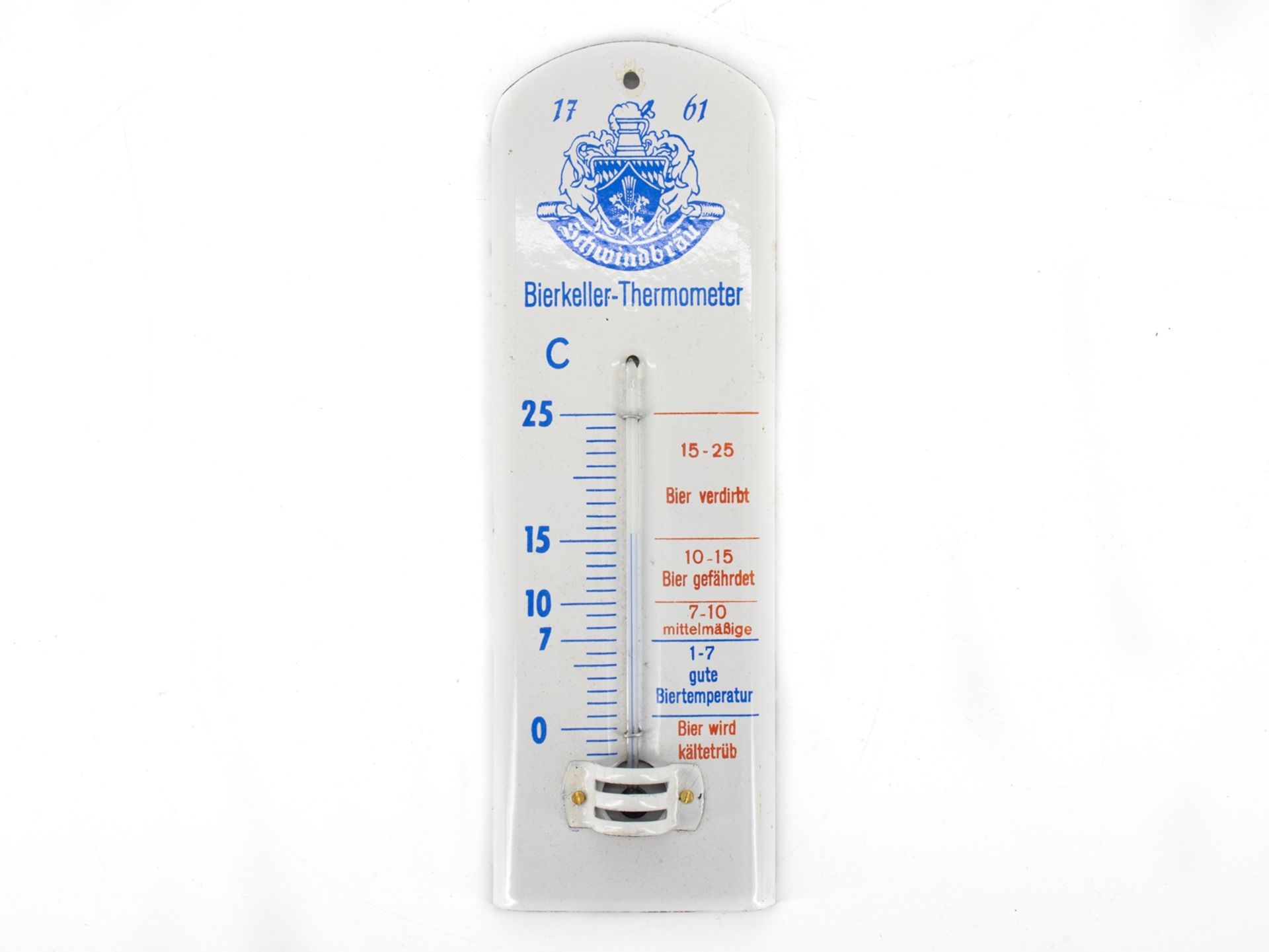 Emailschild Bierkeller-Thermometer Schwindbräu Aschaffenburg-Schweinheim, um 1950 - Bild 3 aus 3