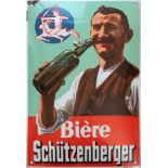 Emailschild Bière Schützenberger, Schiltigheim bei Straßburg, um 1920