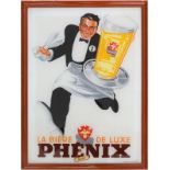 Glasschild La Bière de Luxe Phénix, Frankreich, um 1950