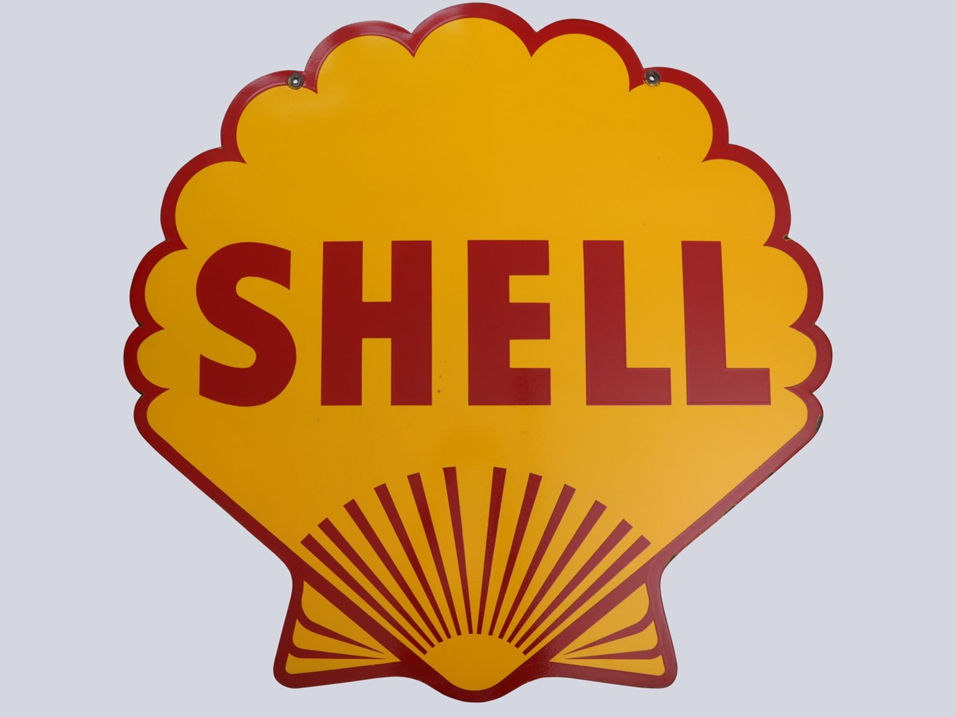 Emailschild Shell, Großformat im Traumzustand! Datiert: 1954 - Bild 6 aus 8