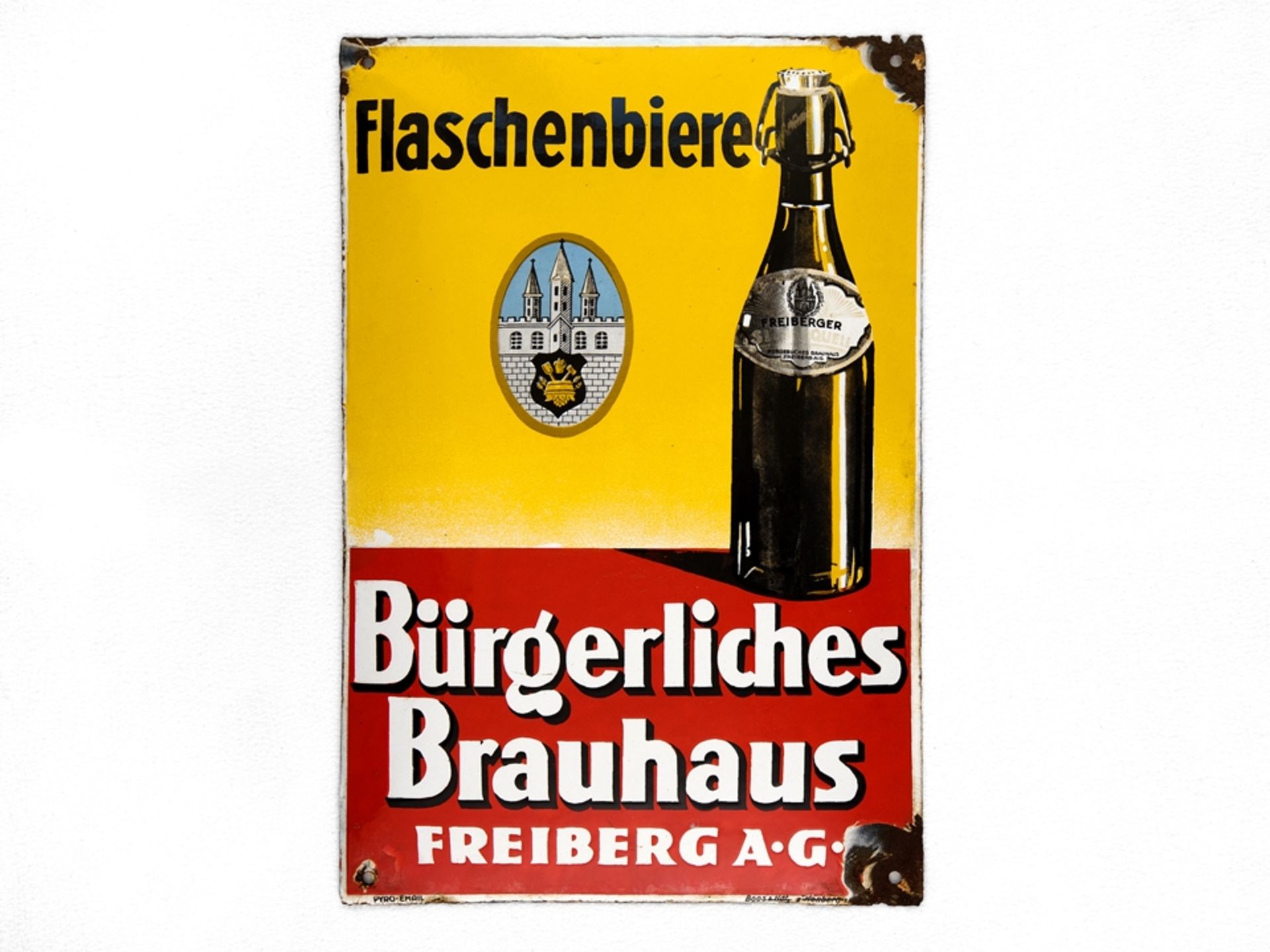 Emailschild Bürgerliches Brauhaus Freiberg/Sachsen, um 1930 - Bild 7 aus 7