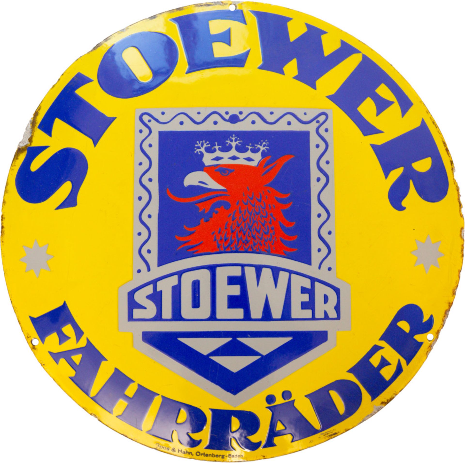 Enamel sign Stoewer bicycles, Stettin, around 1920