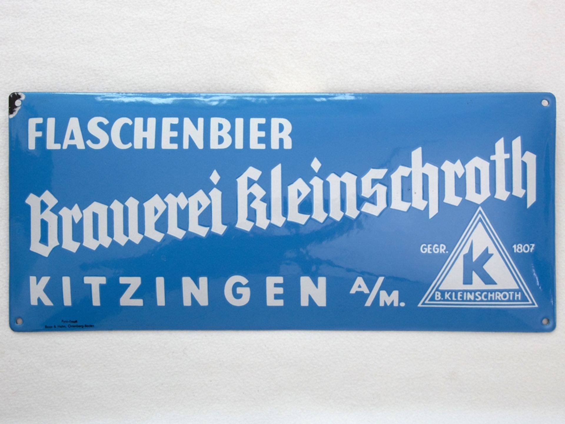 Enamel sign for the Kleinschroth brewery, Kitzingen, around 1930 - Image 7 of 7