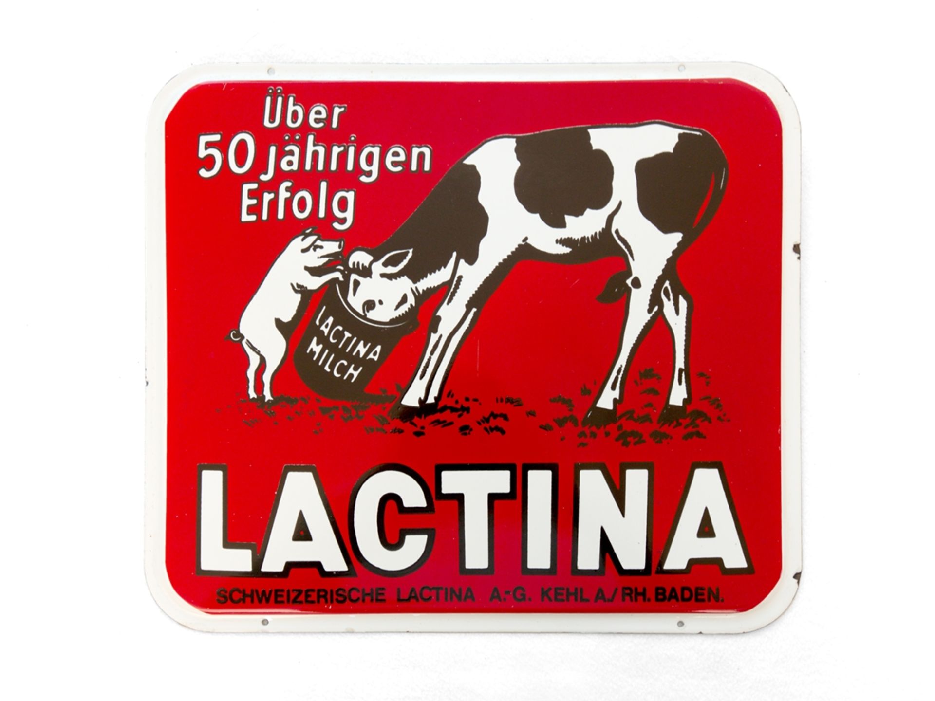 Enamel sign Lactina Switzerland and Kehl am Rhein/Baden, around 1950 - Image 7 of 7