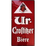 Emailschild Brauerei Ur-Crostitzer, Krostitz bei Leipzig, um 1930