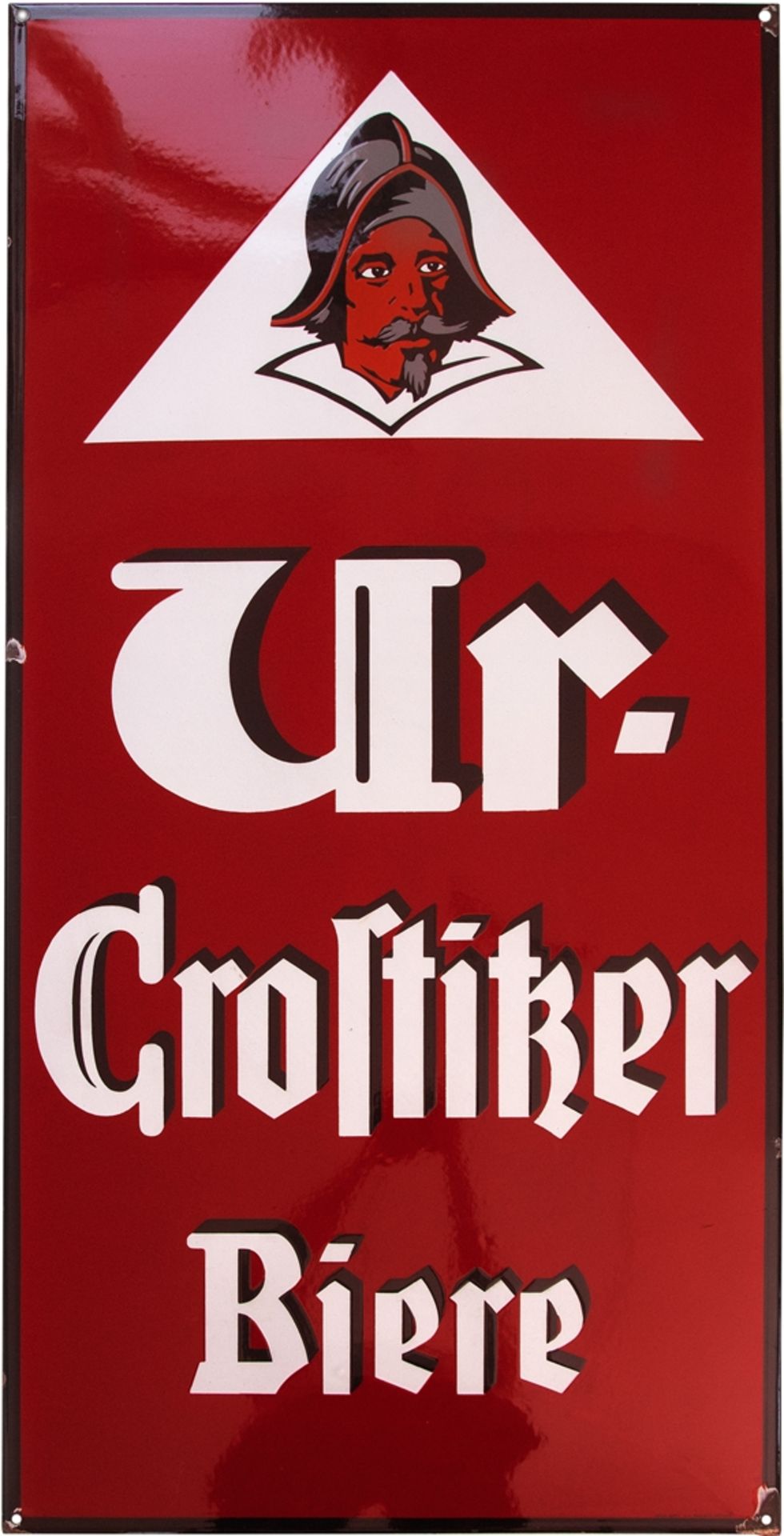 Emailschild Brauerei Ur-Crostitzer, Krostitz bei Leipzig, um 1930