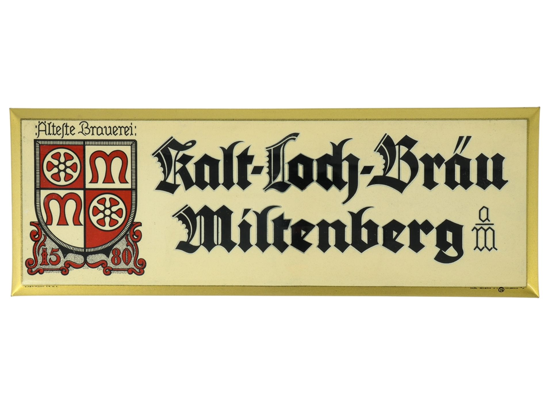 Metal sign "Kalt-Loch-Brauerei Miltenberg", around 1950 - Image 5 of 5