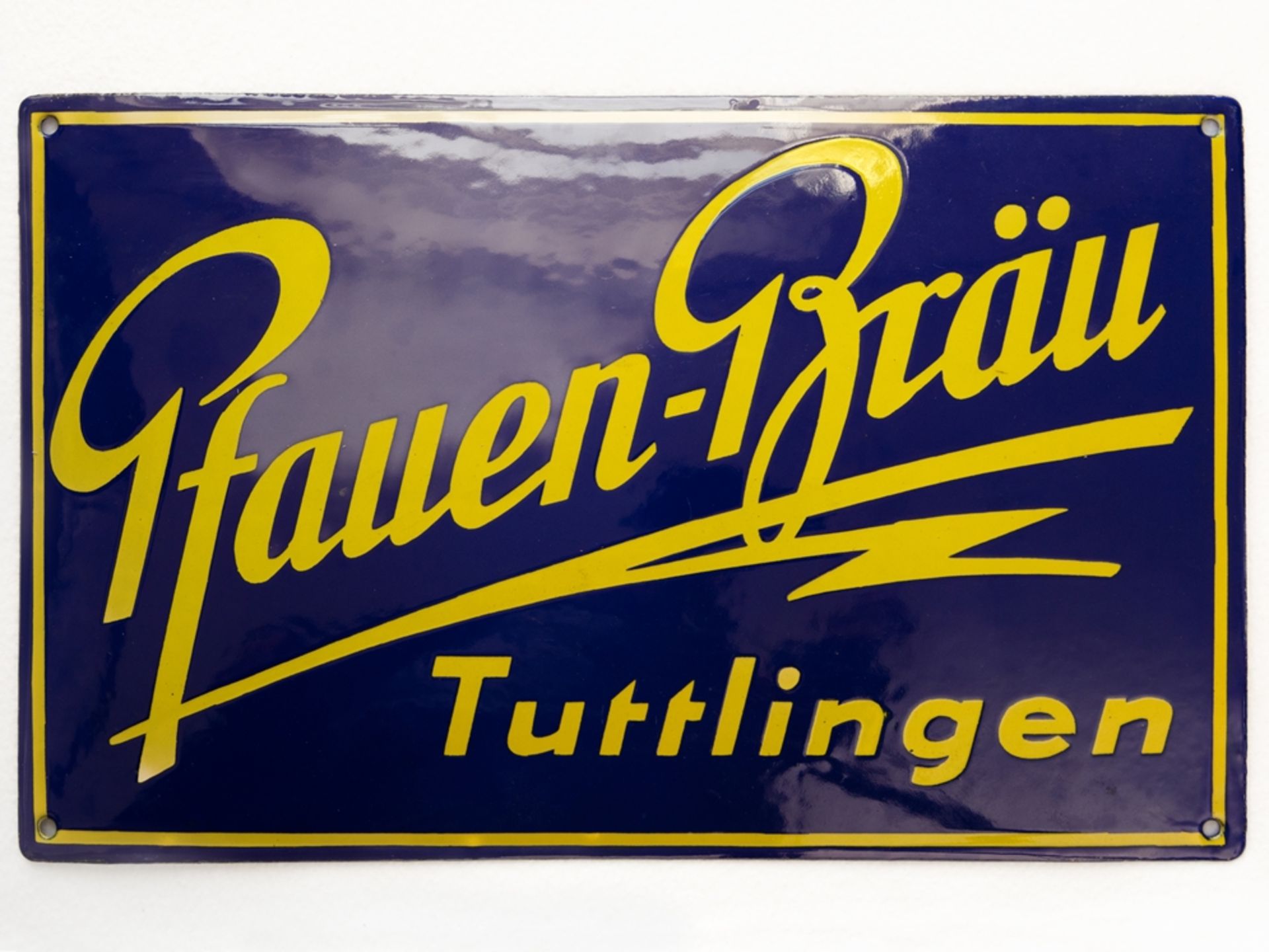 Emailschild Pfauen-Bräu im Traumzustand! Tuttlingen, um 1920 - Bild 7 aus 7