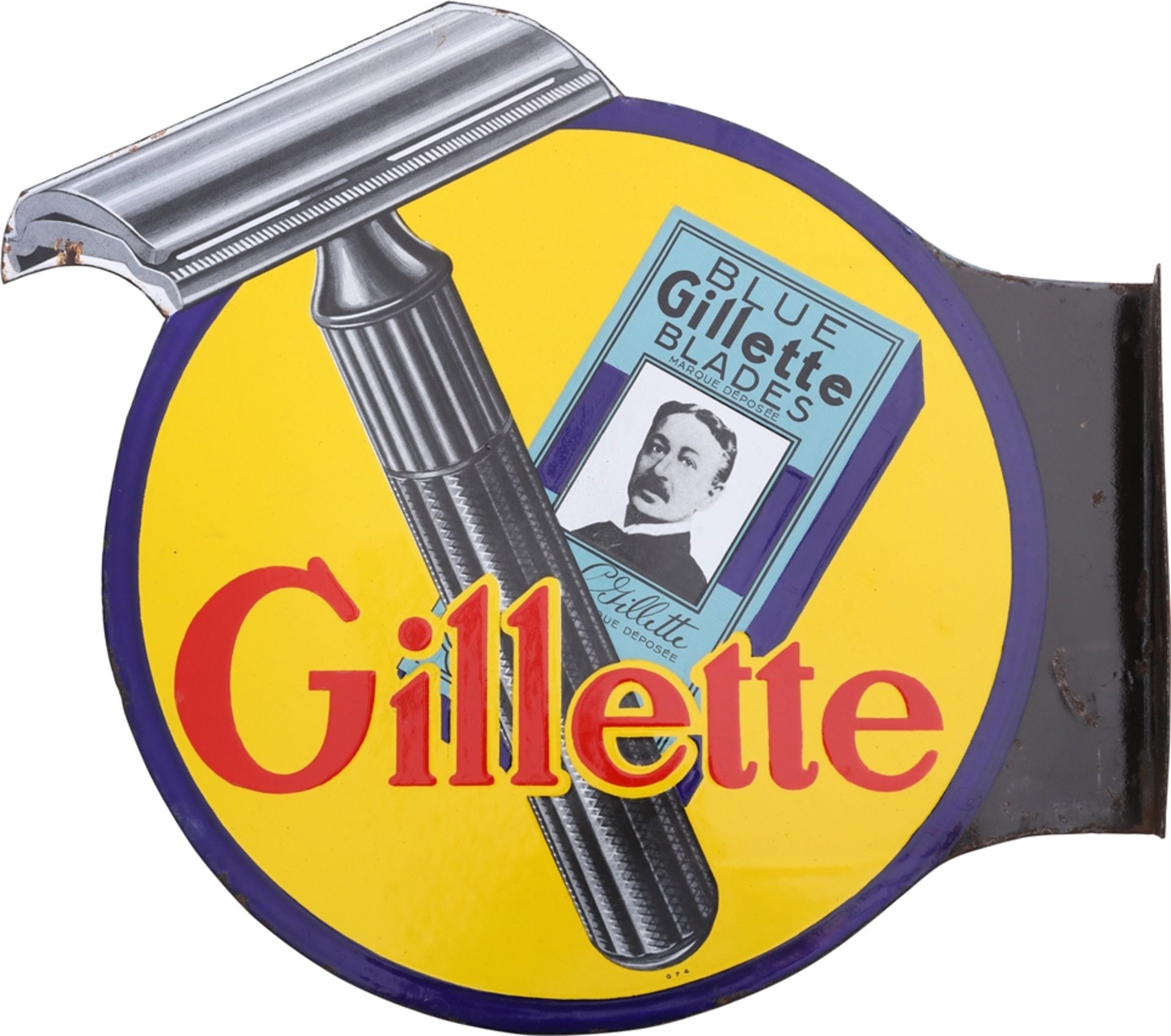 Gillette Blue Blades enamel sign, France, around 1930